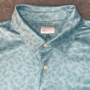 Greg Norman Mens L G Polo Shirt Palm Leaf Print Short Sleeve Play Dry Golf